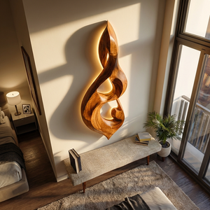 Modern Wood Wall Art Musical Note Form For Living Room
