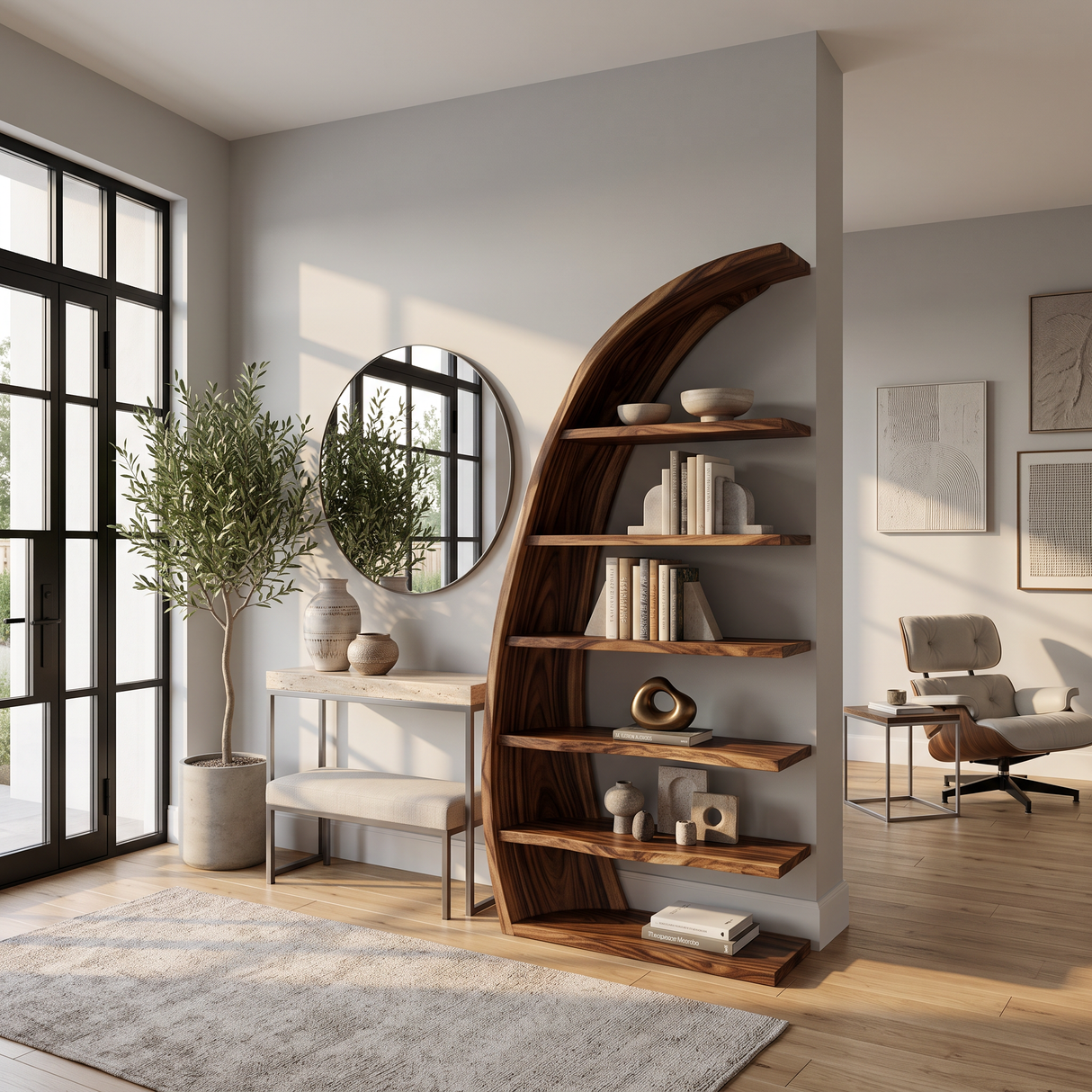Organic Tree Open Bookshelf For Luxury Living Room
