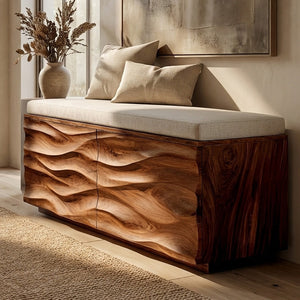 Modern Wave Storage Bench For Home Decor