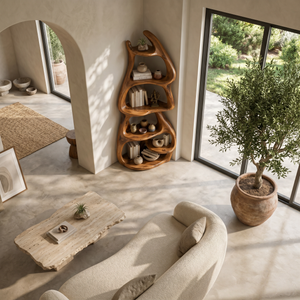 Modern Wooden Freeform Bookcase For Living Room Decor