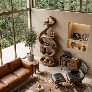 Organic Sculptural Flow Bookcase For Contemporary Home