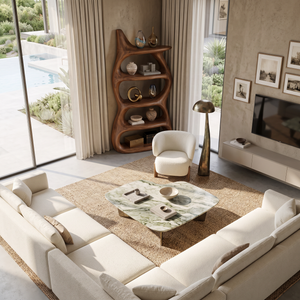 Modern Bookcase With Rounded Shelves For Reading Nook