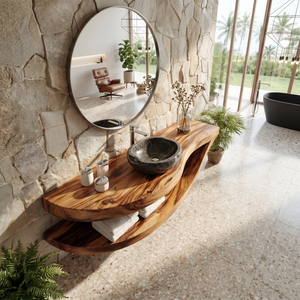 Luxury Open Shelf Vanity Cabinet Resort Suite