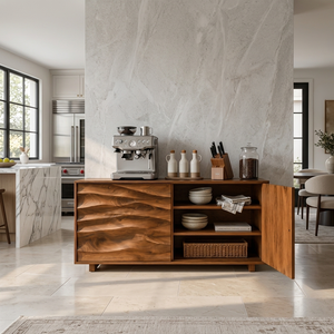 Modern Organic Wave Carved Sideboard For Festive Home Decor