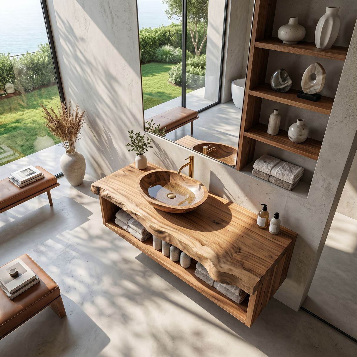 Rustic Solid Wood Vanity For Cozy Bathroom Furniture Decor