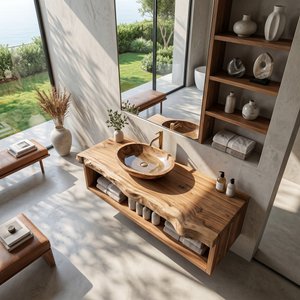 Rustic Solid Wood Vanity For Cozy Bathroom Furniture Decor
