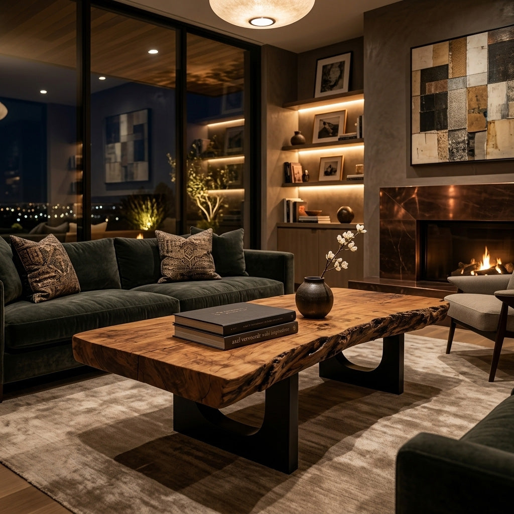 Minimalist Coffee Table Low Live Edge For Living Room
