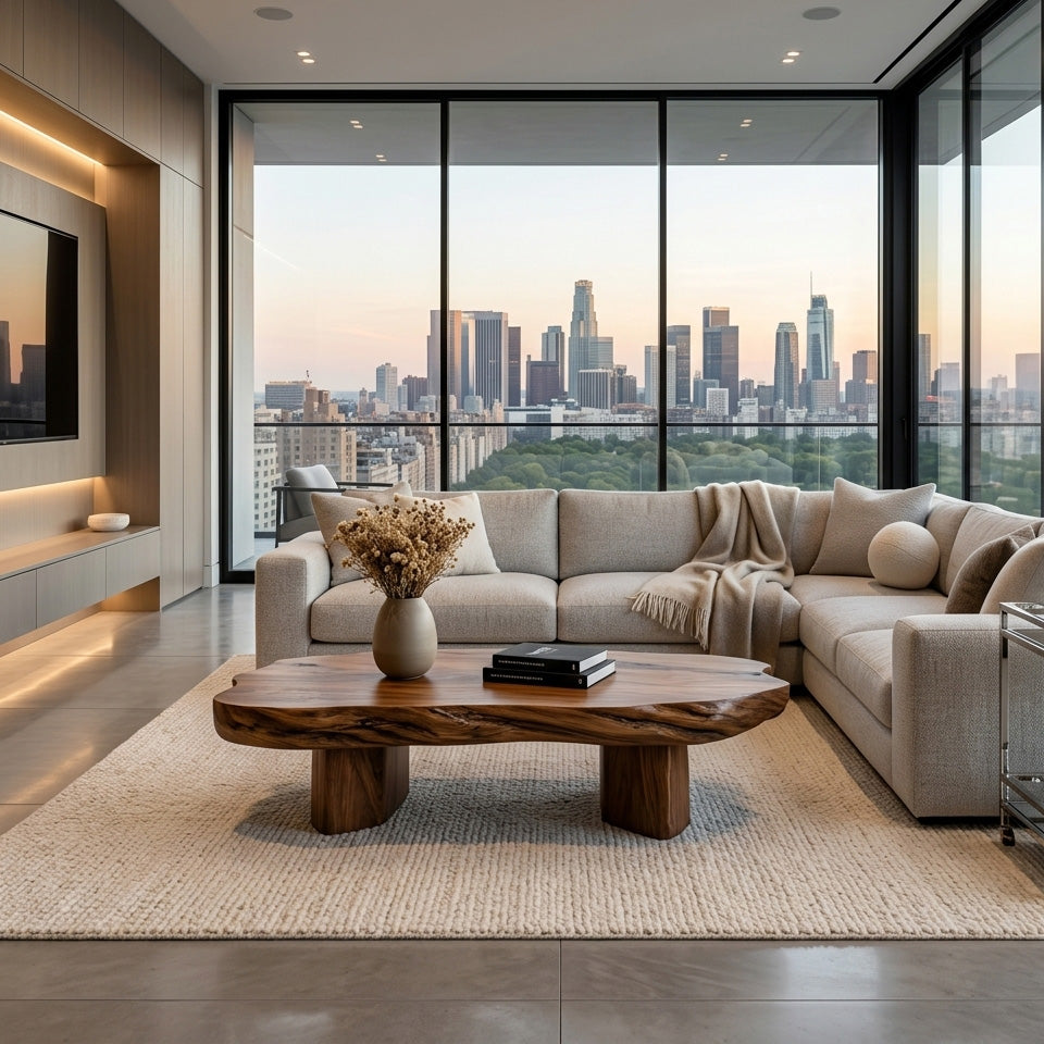 Modern Handcrafted Coffee Table Low Design For Living Room