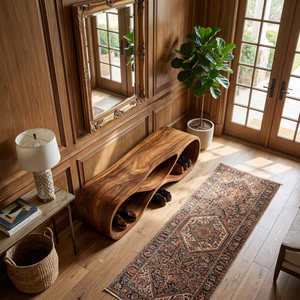 Wooden Bench Organic Sculptural Design For Home