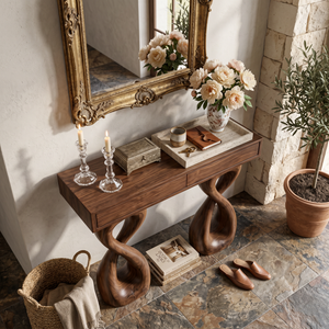 Wooden Console Table With Two-Figure-8 Base For Modern Interior