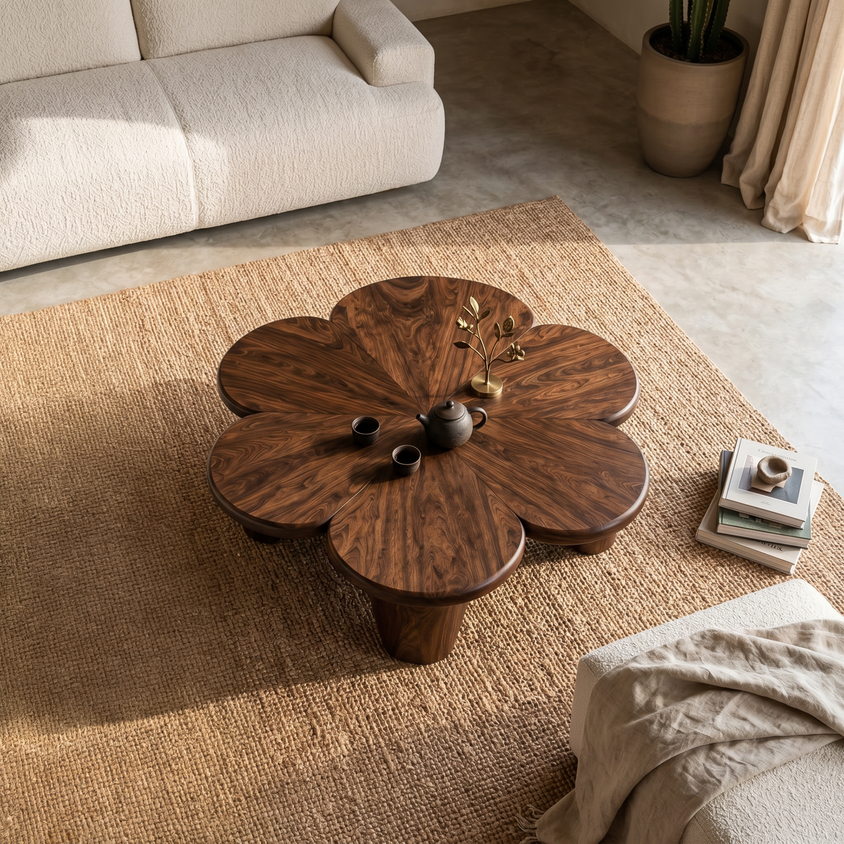 Organic Petal Coffee Table For Contemporary Living Room