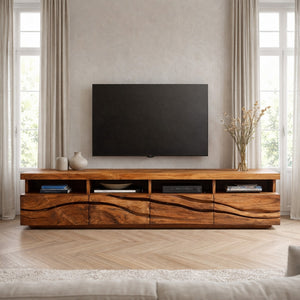 Handcrafted Media Cabinet Console For Living Room