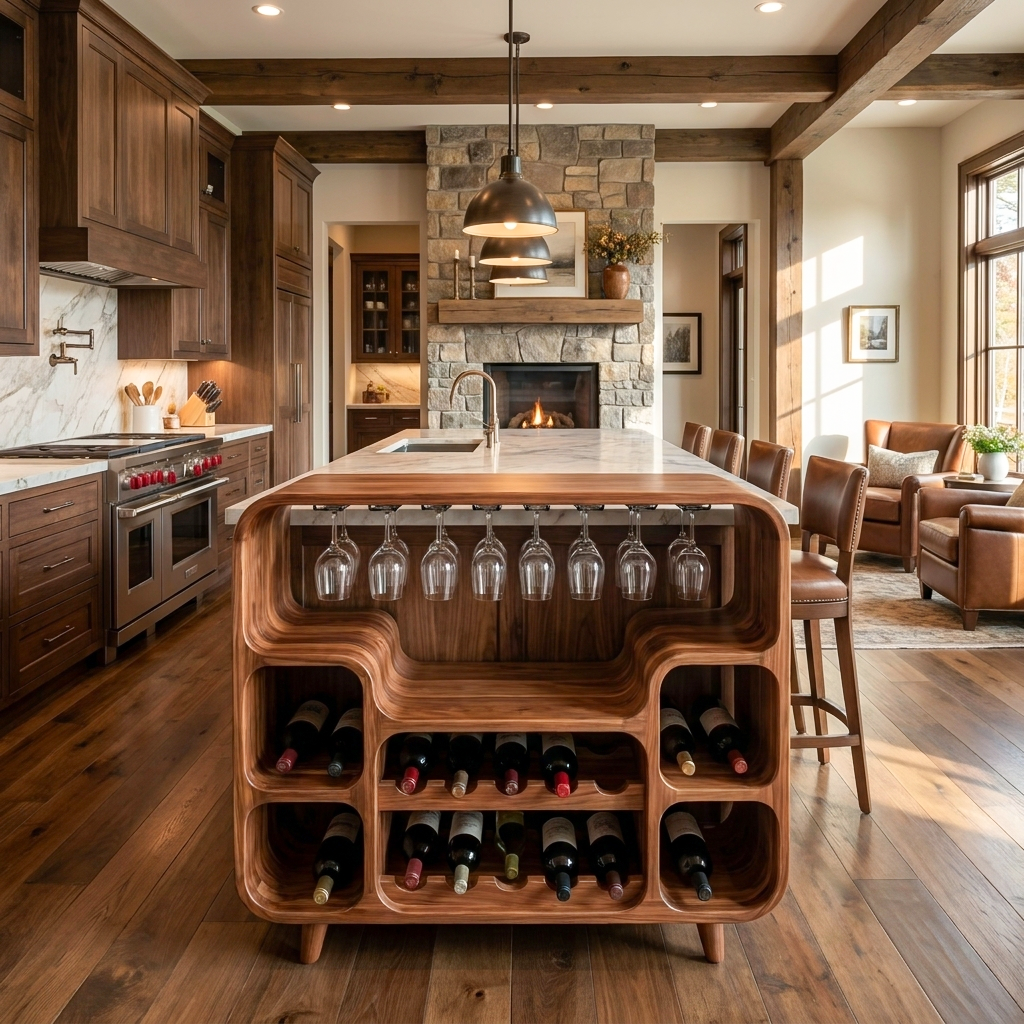 Modern Wine Cabinet With Open Bottle Display For Home Bar