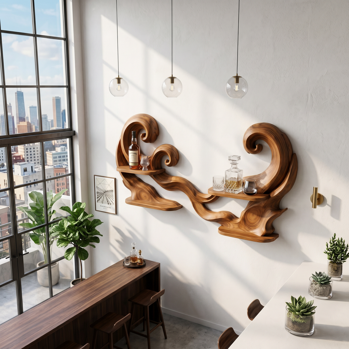 Scandinavian Wall Wine Rack For Dining Area