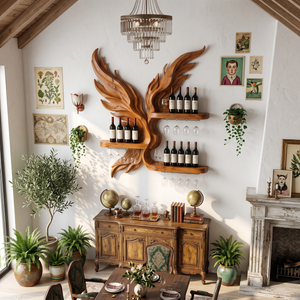 Mid Century Wine Display Rack For Dining Space