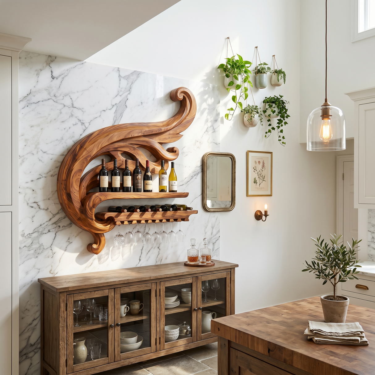 Farmhouse Wine Bottle Holder For Kitchen