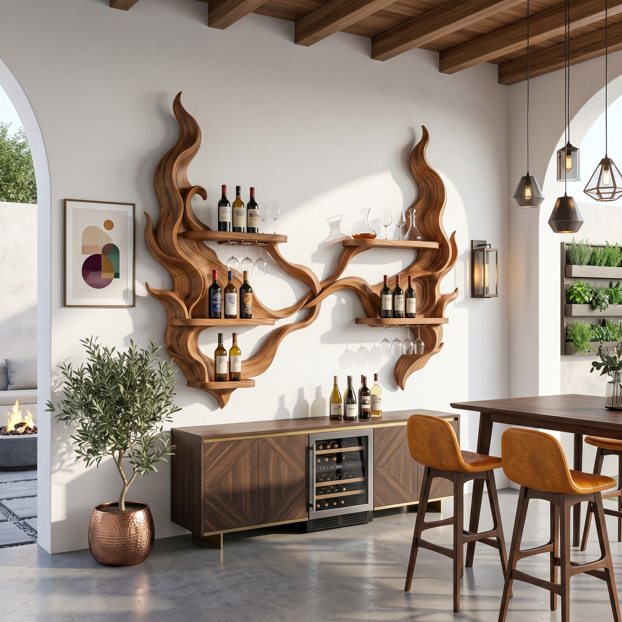 Handcrafted Organic Modern Wine Display Rack For Restaurant