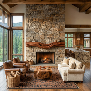 Rustic Fireplace Mantel With Live Edge Design For Cozy Home