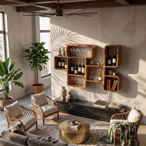 Organic Modern Wall Wine Rack For Dining Room