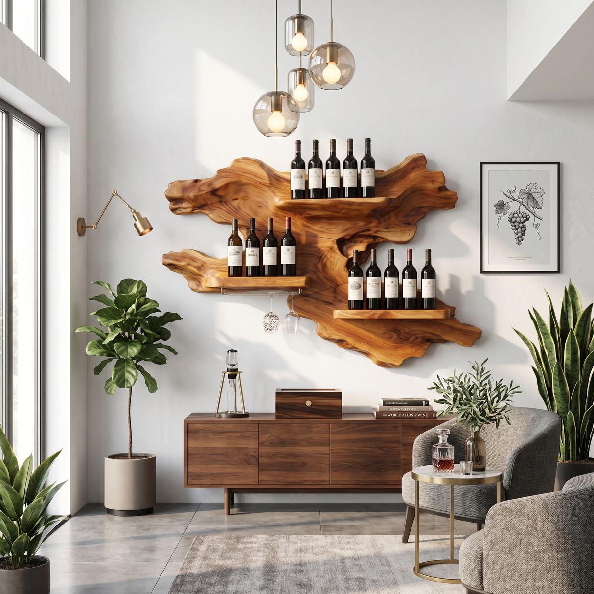 Farmhouse Wooden Wine Rack For Home Bar