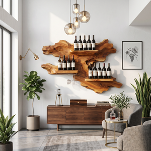 Farmhouse Wooden Wine Rack For Home Bar