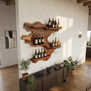 Handcrafted Mid Century Wine Bottle Holder For Living Room
