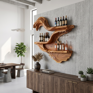 Farmhouse Wall Mounted Wine Rack For Kitchen