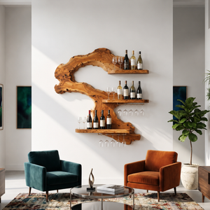 Mid Century Wine Rack Wall Mounted For Home Bar