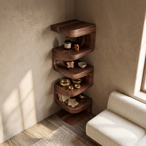 Modern Corner Wave Bookshelf For Living Room Or Contemporary Interior