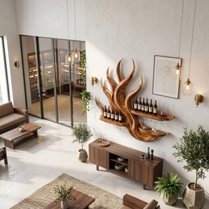 Handcrafted Modern Wall Wine Rack For Entertainment Room