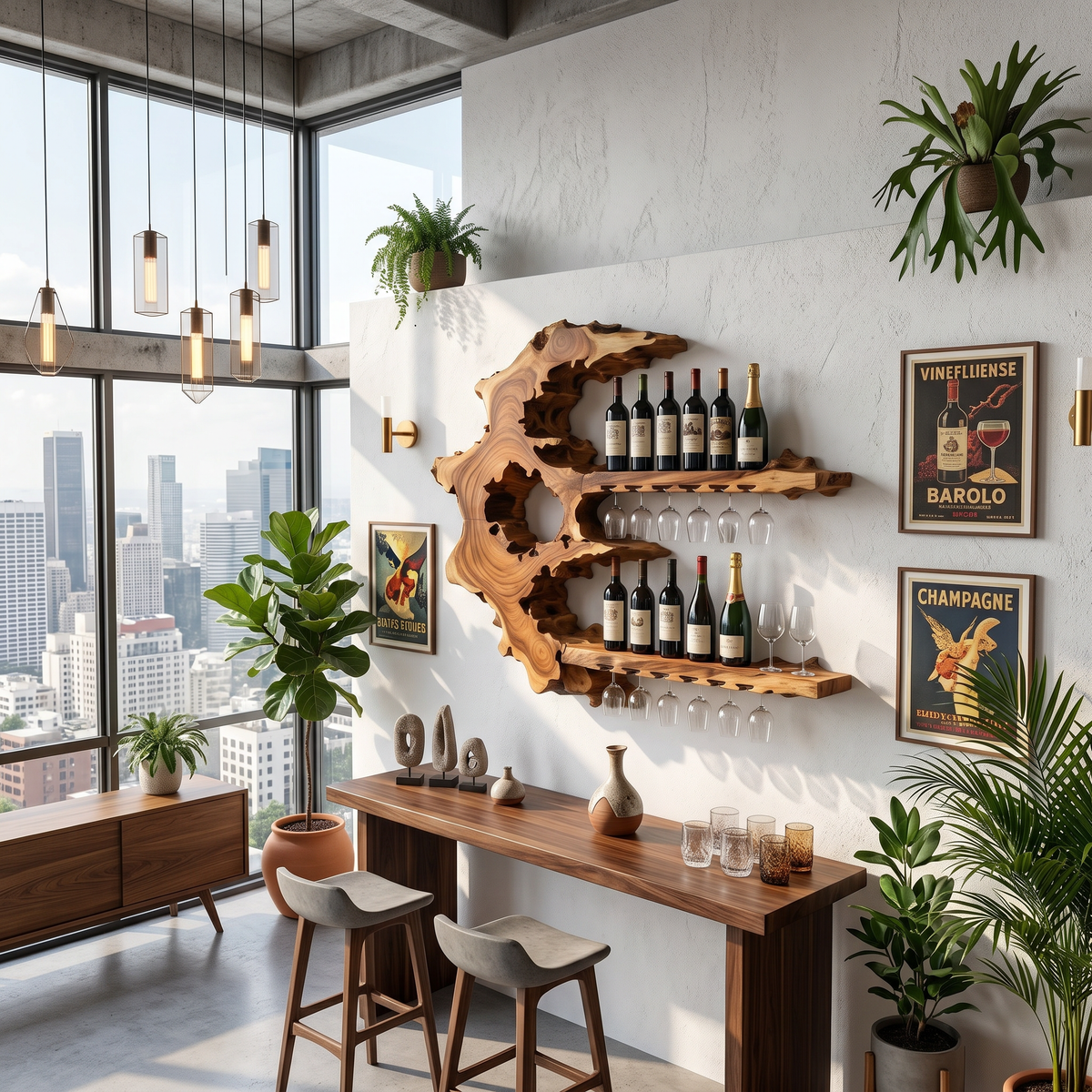 Handcrafted Rustic Wall Wine Rack For Wine Cellar
