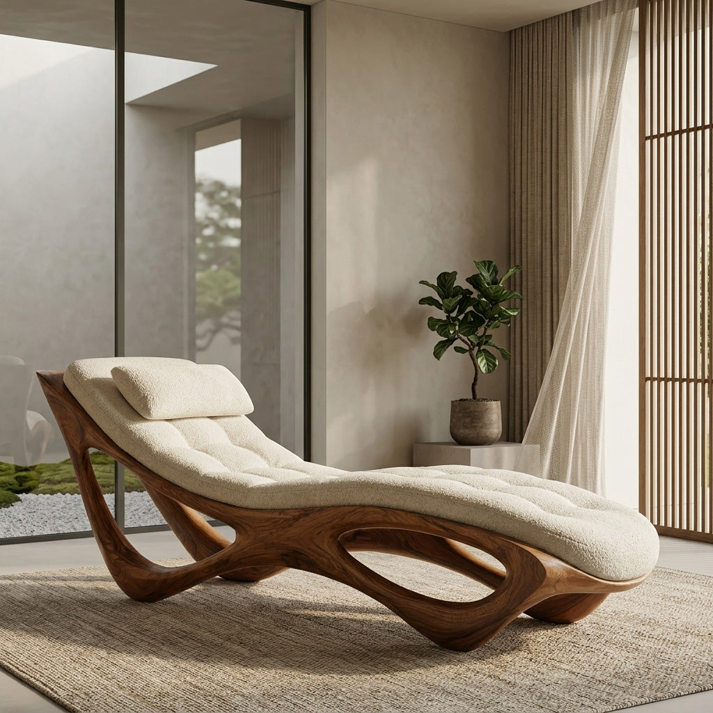Artistic Natural Wood Lounge Chair For Relaxing Space