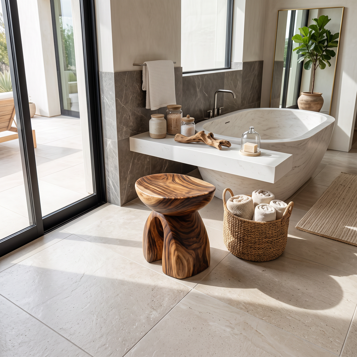 Rustic Shower Bench For Bathroom Seating And Decor