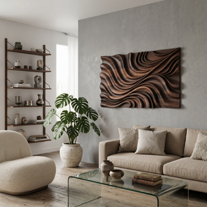 Elegant Wave Inspired Wall Sculpture for Modern Living Room
