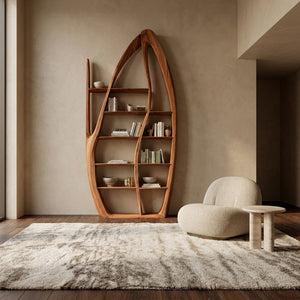 Organic Style Sculptural Wooden Bookshelf For Living Room