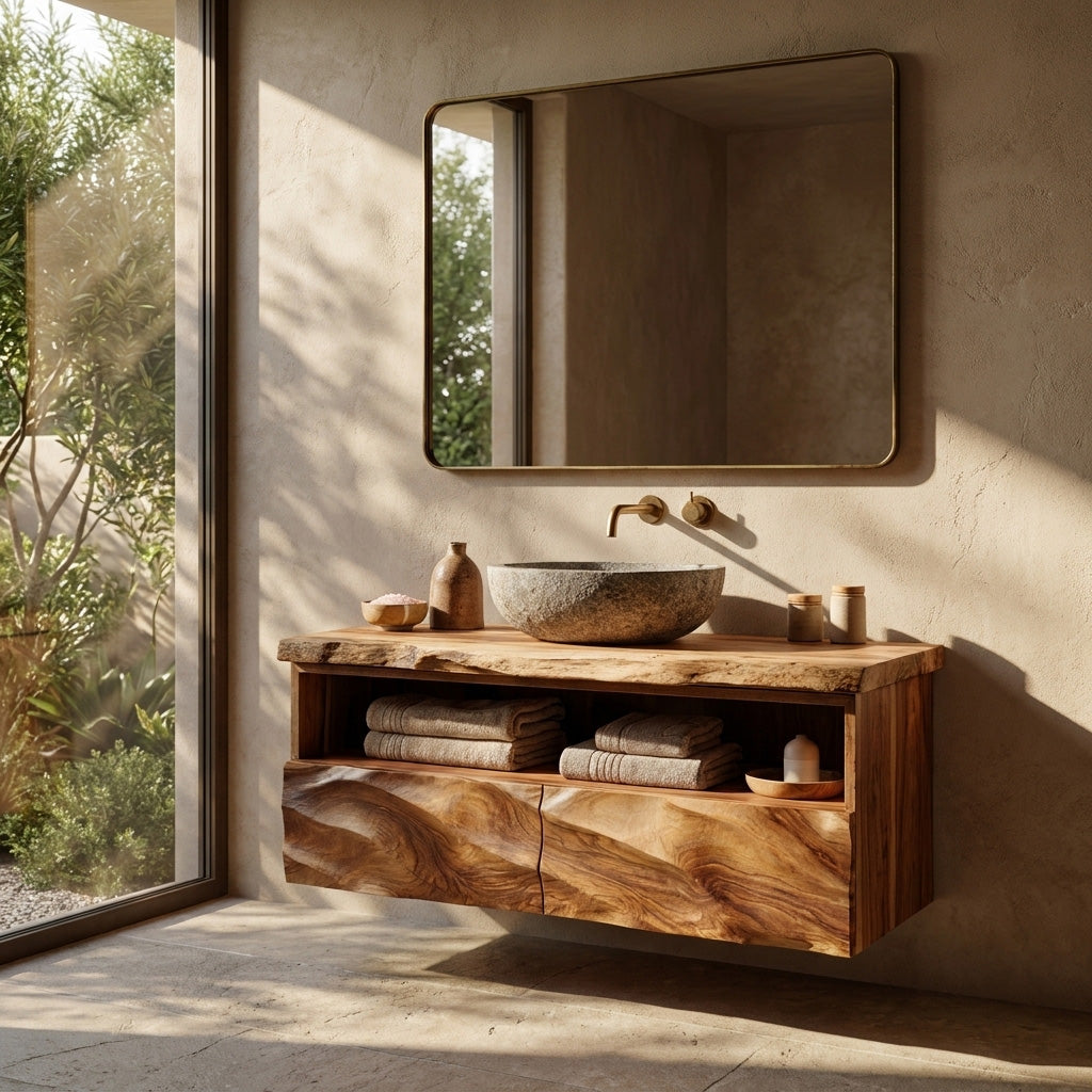 Minimalist Floating Wooden Bathroom Vanity For Bathroom