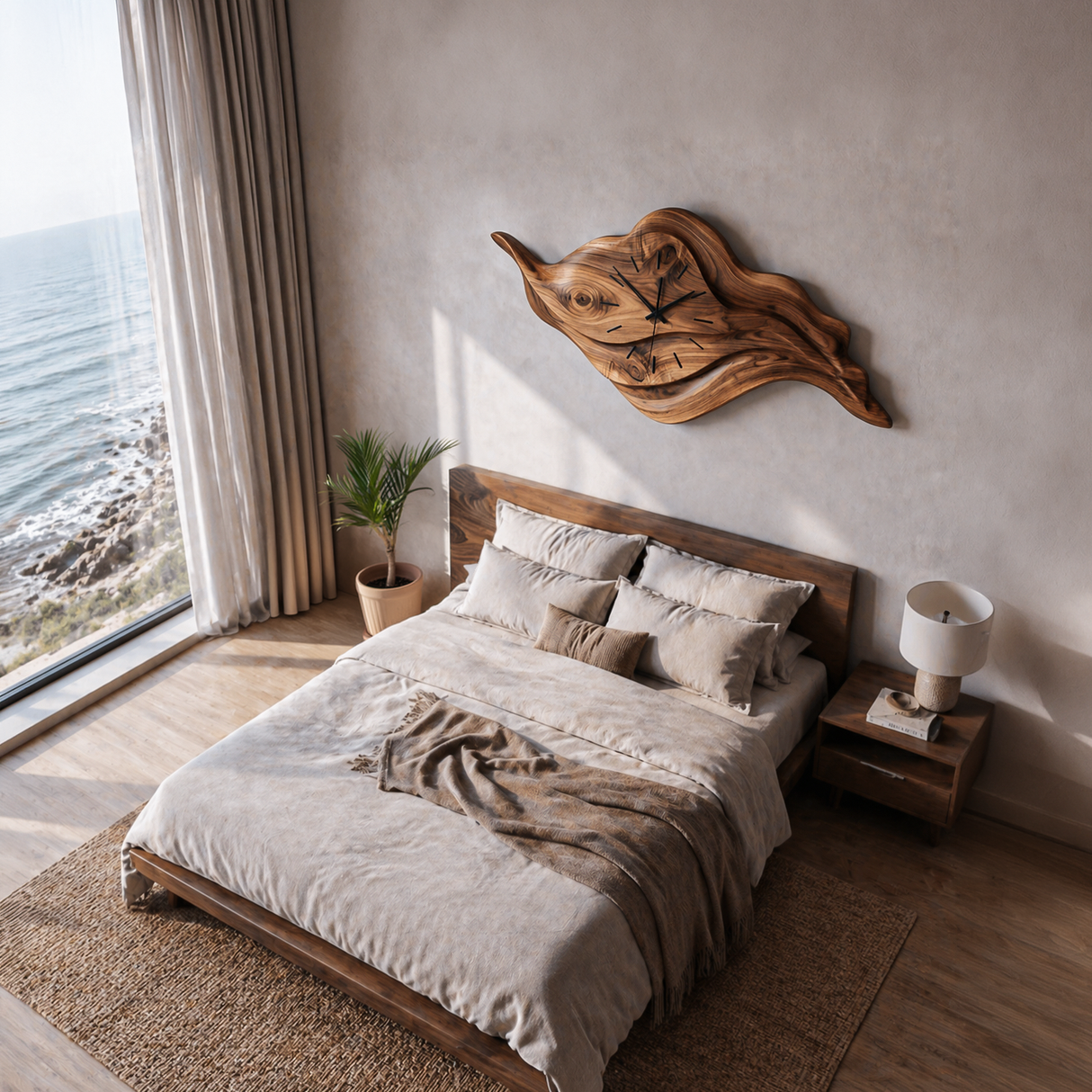 Artistic Sculptural Wooden Clock For Modern Home Office