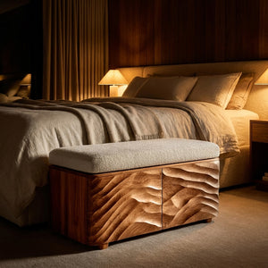Minimal Wooden Storage Bench For Bedroom Foot Area
