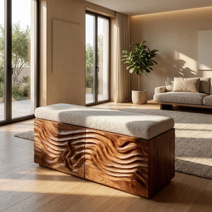 Elegant Wooden Hidden Storage Bench For Bedroom Interior