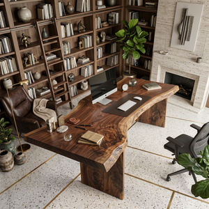 Modern Organic Curved Office Desk For Executive Or Creative Workspace