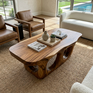 Organic Coffee Table With Sculptural Open Arch Base For Living