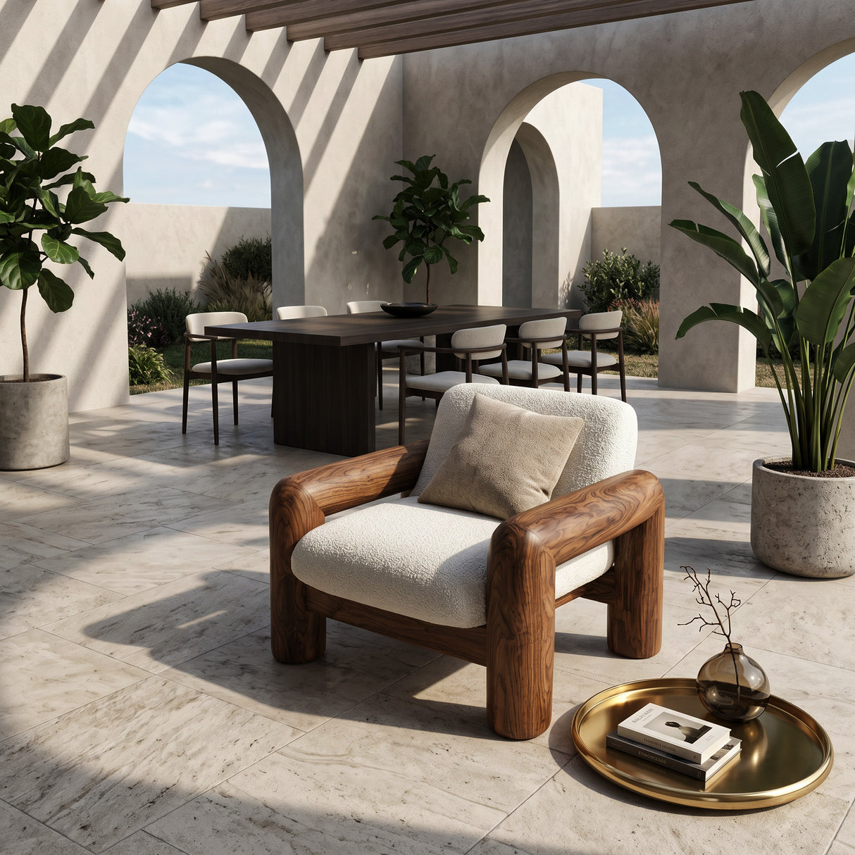 Modern Chunky Frame Armchair For Cozy Living Room
