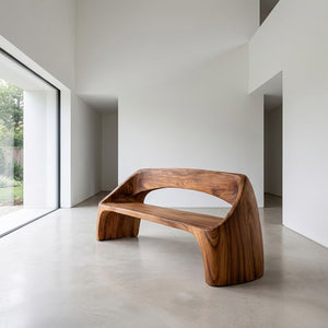 Minimalist Wooden Bench With Backrest For Living Room