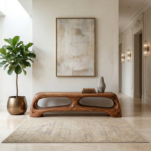 Modern Wooden Bench With 2 Tiers For Living Room