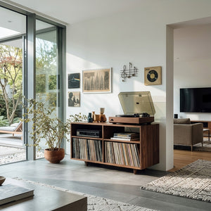 Minimalist Wooden Record Player Cabinet For Home Decor
