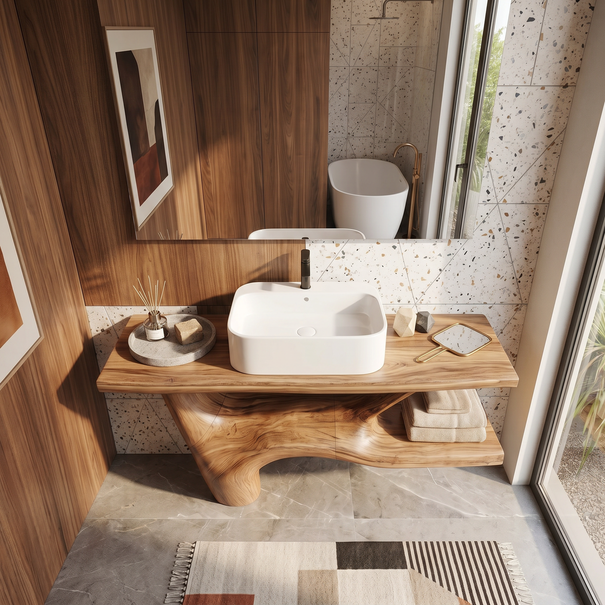 Handcrafted Solid Wood Vanity For Natural Interiors