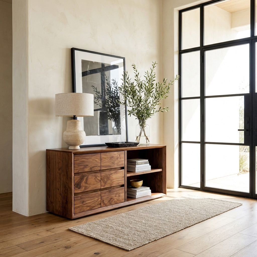 Wooden Console Table With Shelf And Drawer For Modern Home