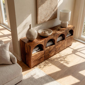 Arched Niche Wooden Sideboard For Living Room