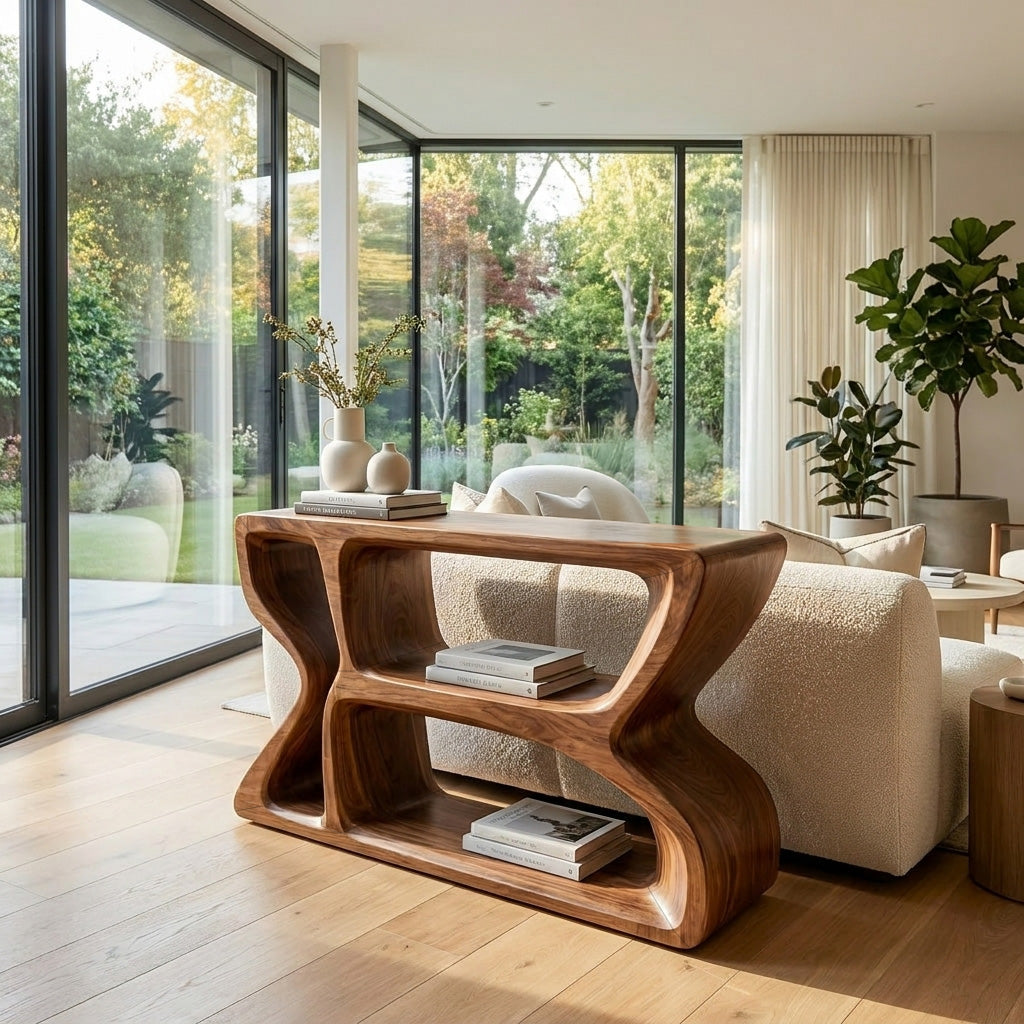 Modern Natural Wood Console Table For Living Room Storage