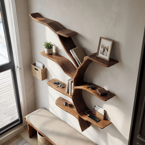 Mid Century Wall Shelf For Living Room Storage Decor